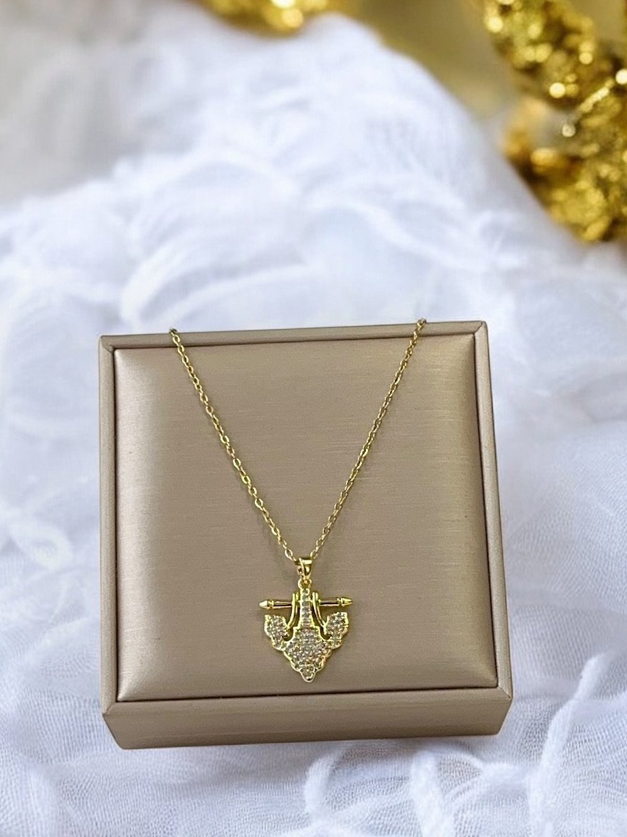 Taşlı Gold Kararmaz Çelik Kadın Kolye