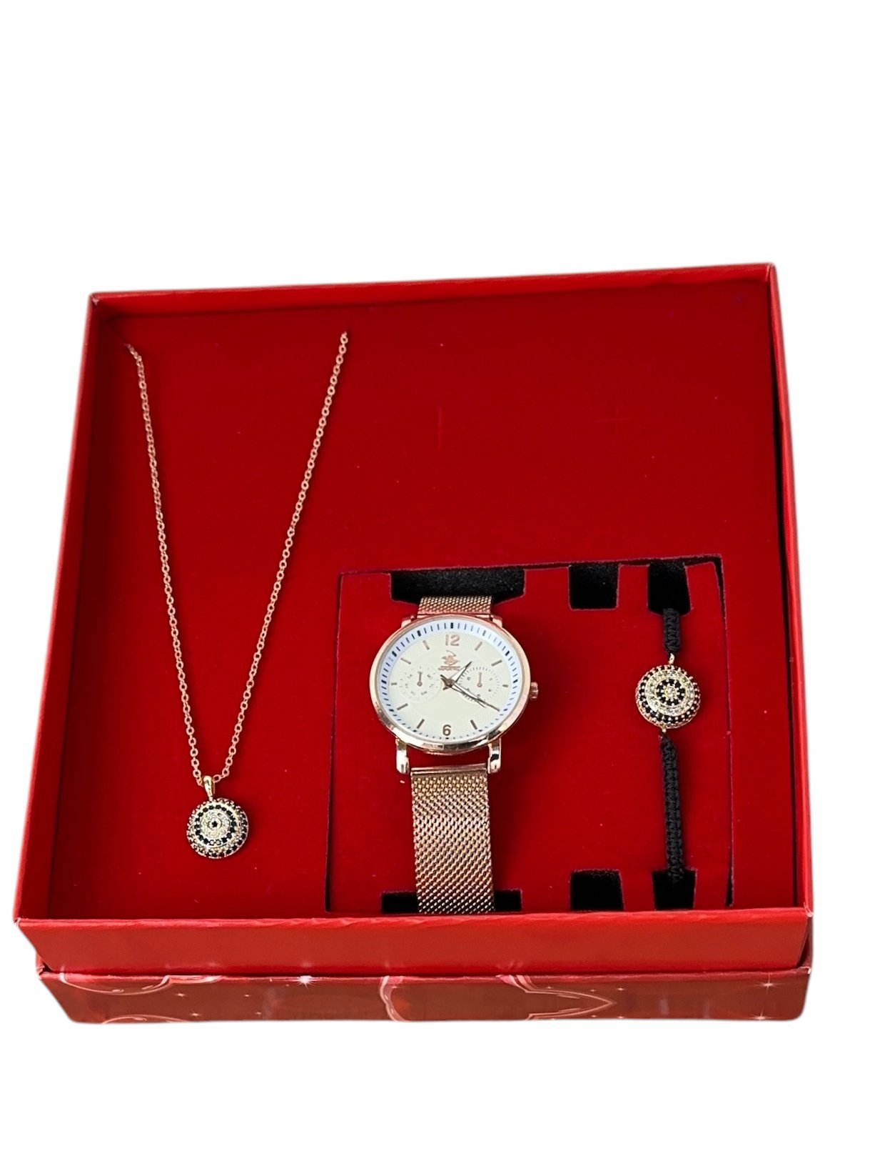 Rose Gold Hasır Kordon Kadın Saat Seti