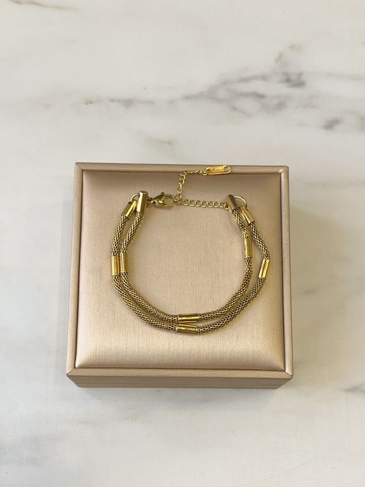 Gold İkili Çelik Kadın Bileklik