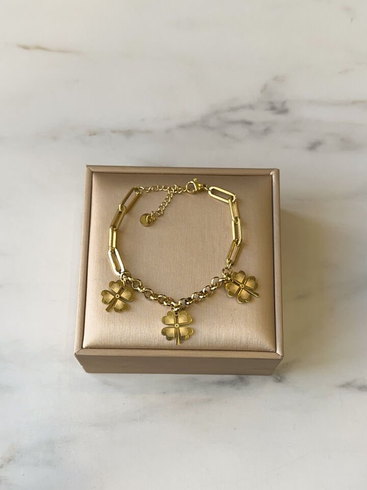 Gold Yoncalı Çelik Kadın Bileklik