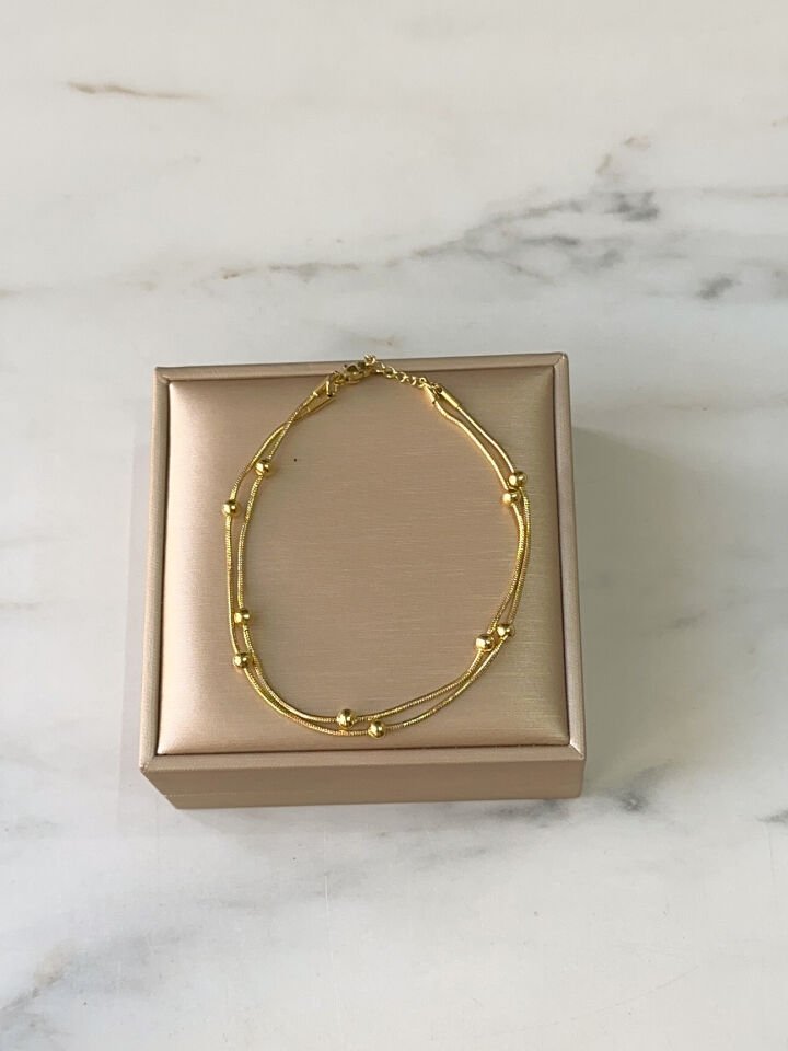 Gold İkili Kararmaz Çelik Kadın Bileklik