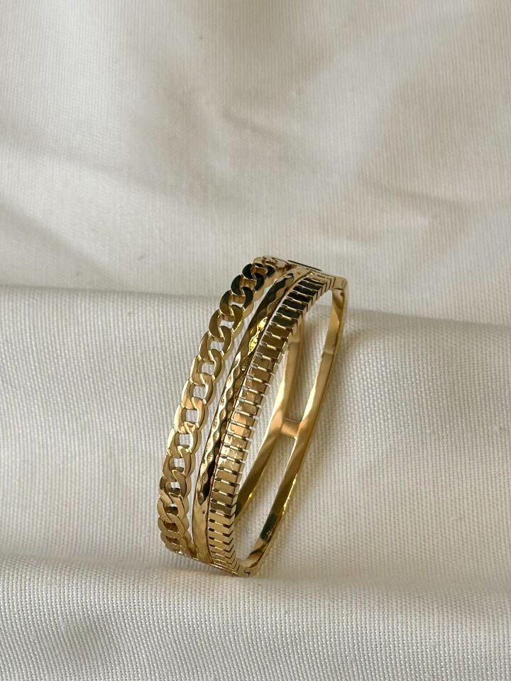 Gold Kalın Çelik Kelepçe Bileklik