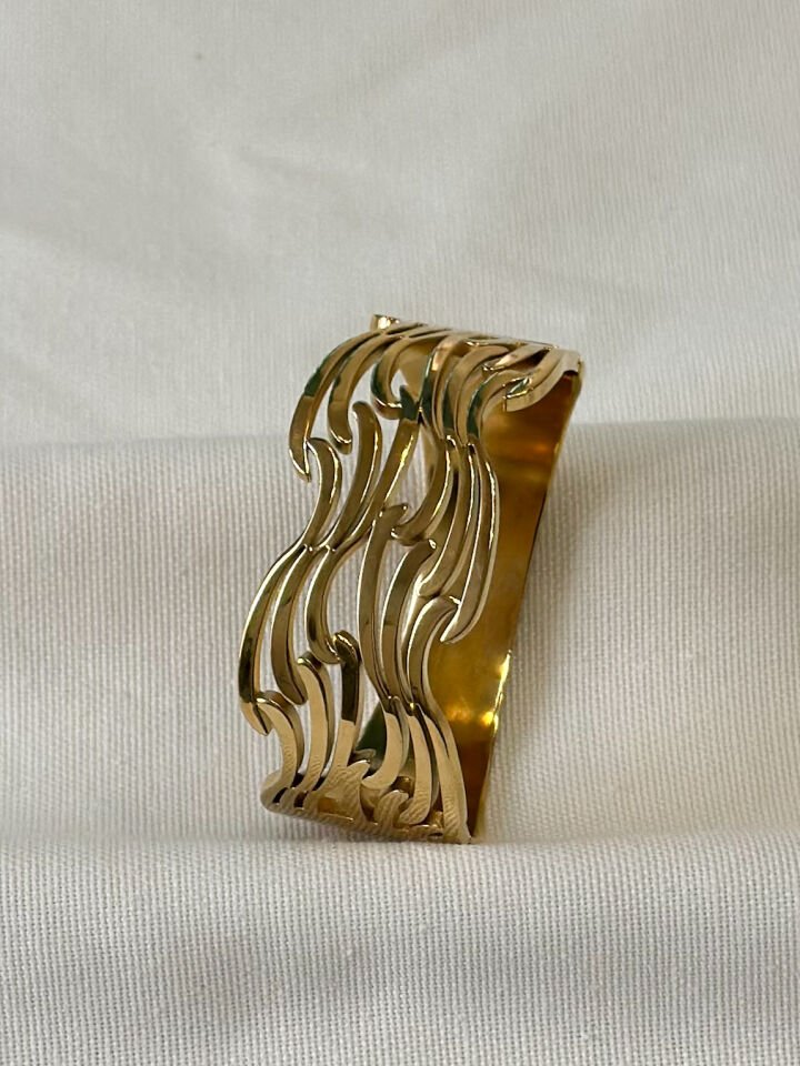 Gold Kalın Çelik Kelepçe Bileklik