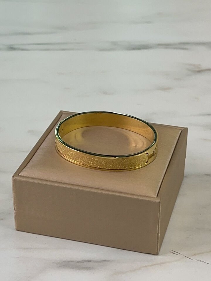 Gold Simli Çelik Kelepçe Bileklik