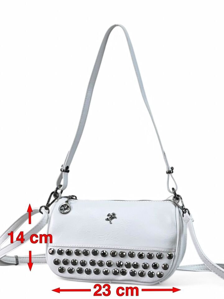 Nas Bag Zımbalı Baget Askılı Kadın Çanta bej