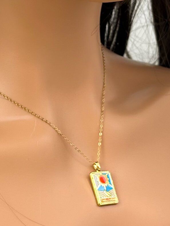 Gold Tarot Kararmaz Çelik Kadın Kolye Açık Gri
