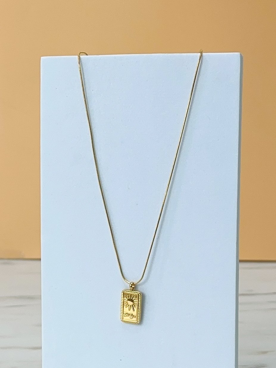 Gold Tarot Kararmaz Çelik Kadın Kolye acı kahve