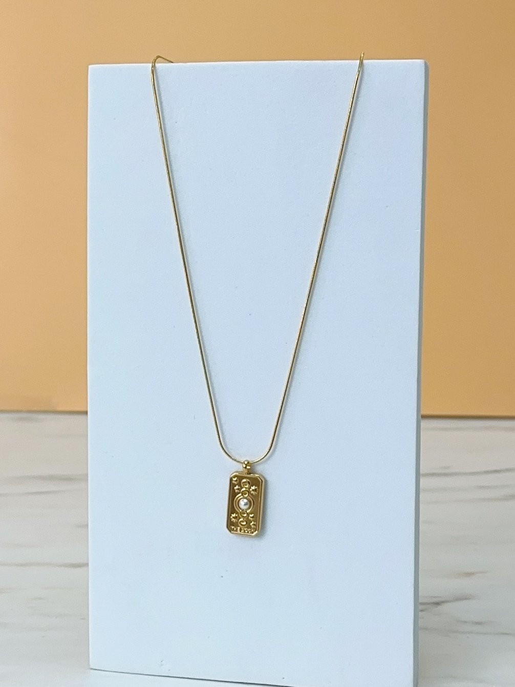 Gold Tarot Kararmaz Çelik Kadın Kolye BASKILI TABA