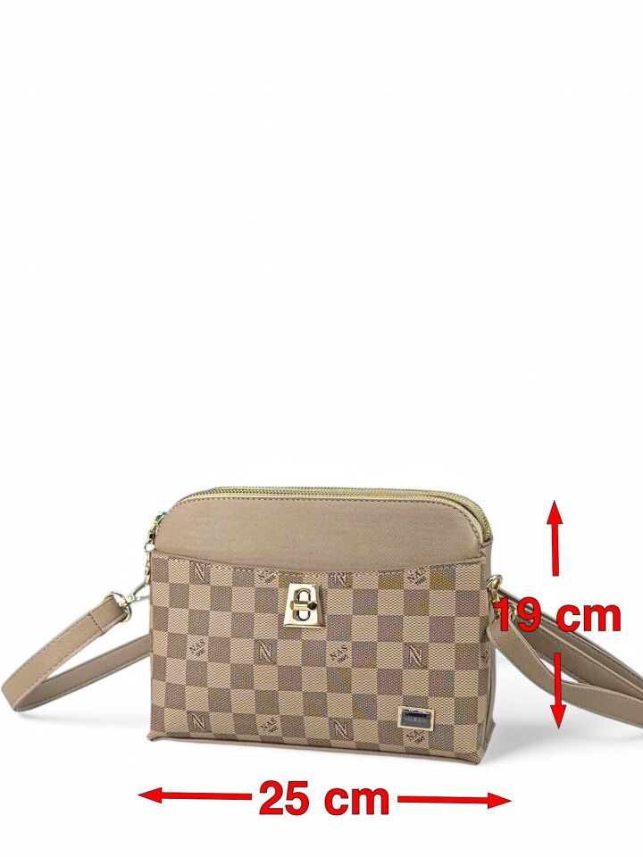 Nas Bag Kutu Model Kilitli Kadın Çanta bej