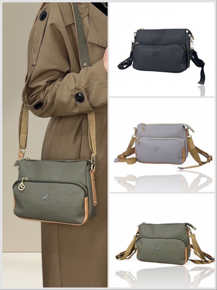 Nas Bag Baskılı Kadın Çanta Gri