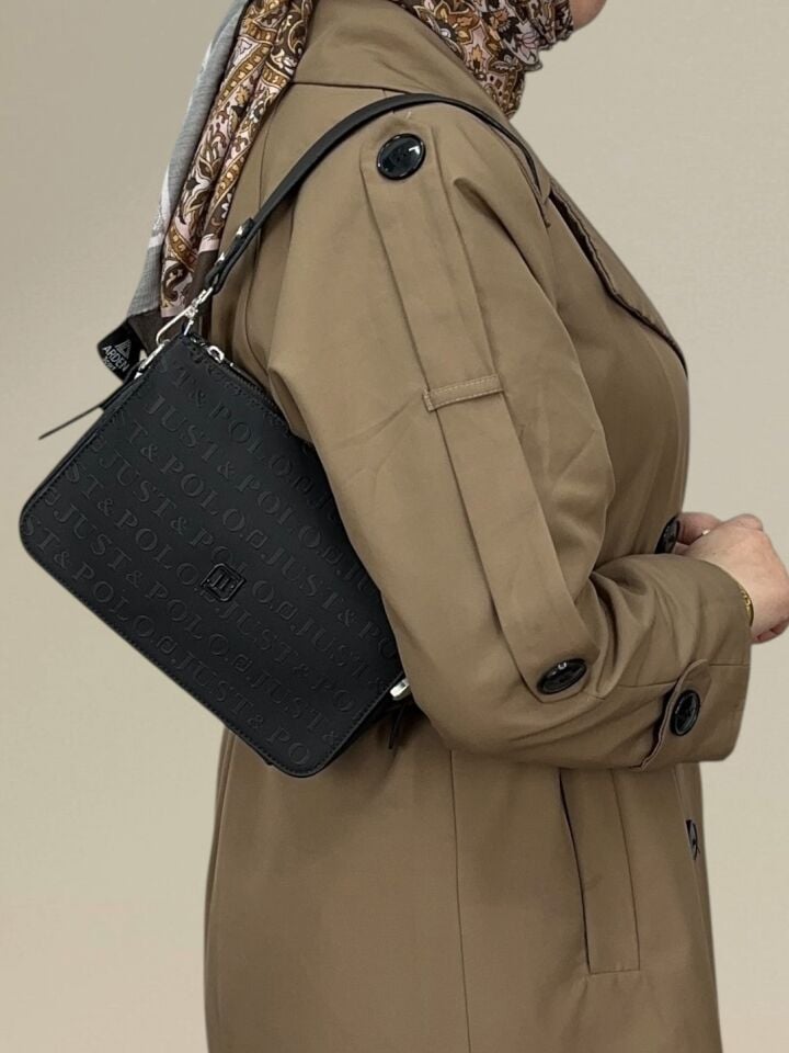 Just Polo Baskılı Baget Askılı Çanta Siyah